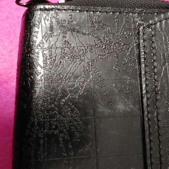 Patricia Nash double zipper wallet in embossed map print - Picture 3 of 10